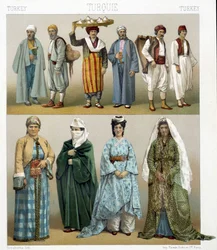 1800-luvun turkkilaisia pukuja. Kuvitus Racinet