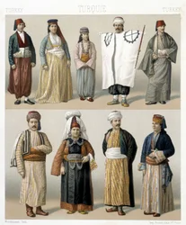1800-luvun turkkilaisia pukuja. Kuvitus Racinet