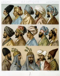 Aasialaiset miesten kampaukset - Racinetin "" Historiallinen puku" -kappaleessa, 1800-luvun loppu