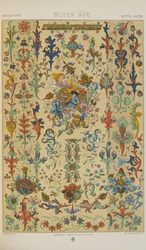 Keskiaika, levy 48 teoksesta "Polychromatic Ornament: Sata lautasta kultaa, hopeaa ja värejä"