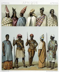 Senegalin perinteiset puvut. Kuvitus Racinet