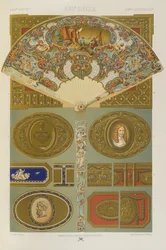 XVIII vuosisata, levy 96 teoksesta "Polychromatic Ornament: Sata lautasta kultaa, hopeaa ja värejä"