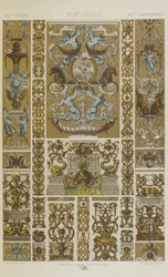 XVII vuosisata, levy 79 teoksesta "Polychromatic Ornament: Sata lautasta kultaa, hopeaa ja värejä"