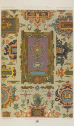 XVI ja XVII vuosisadat, levy 72 teoksesta "Polychromatic Ornament: Sata lautasta kultaa, hopeaa ja värejä"