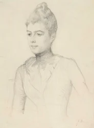 Tutkielma Elisabeth Martin, o.s. Grosjean, muotokuvaa varten; naisen rintakuva