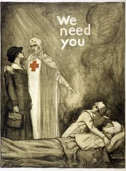 Punaisen Ristin rekrytointijuliste, "We Need You", pubi. 1918 (väri litho)