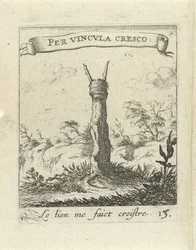 Maisema kannolla Moralising Love Emblems (sarjan nimi) Devises et emblesmes d