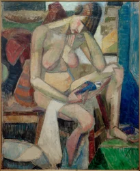 Istuva alaston