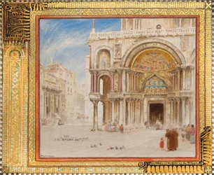 Pietari ja Johannes temppeliportilla, San Marco, Venezia, noin 1872 (akvarelli).