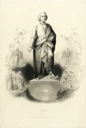 Mozart-monumentti Mozartplatzilla, 1842.