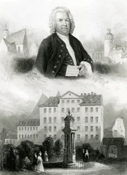 Johann Sebastian Bachin (1685-1750) muotokuva ja monumentti
