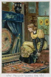 Very Precious Wishes For You, Victorian Christmas Card, julkaisija Hildesheimer und Faulkner, Lontoo, noin 1880