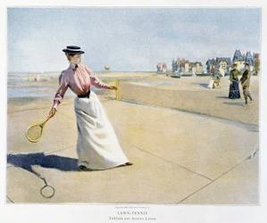 Osa nurmikkoa - Tennis rannalla (Normandia?) - ill. kirjoittanut Albert Lynch