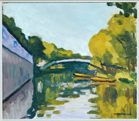 Canal in the outskirts of Paris (maalaus kankaalle)