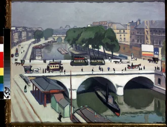 ""A Ponte Saint Michel em Paris e o Quai des Grands Augustins"" (Ponte Saint-Michel em Paris. Quai des Grands-Augustins). Pintura de Pierre Albert Marquet (1875-1947) (fauvismo) 1908 Óleo sobre tela. Moscou, Museu Pushkin, finlandês