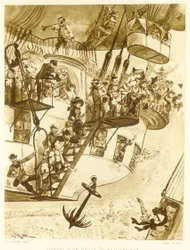 Transatlanttisen ilmapallon lähtö Le Vingtieme Sieclen pubista. 1883