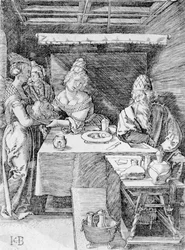 Salome esittelee Herodiakselle Kastajan pään, kaivertaja Jacob Binck (kaiverrus).