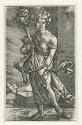 Judith Holofernesin pään kanssa