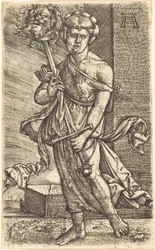 Judith Holofernesin pään kanssa