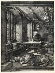 Pyhä Hieronymus tutkimuksessaan, 1514