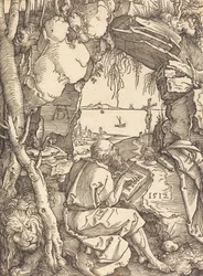 Pyhä Hieronymus luolassa, 1512.