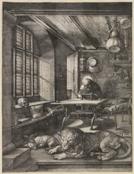Pyhä Hieronymus tutkimuksessaan, 1514