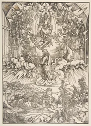 Pyhä Johannes Jumalan ja vanhinten edessä, The Apocalypse, n. 1496.