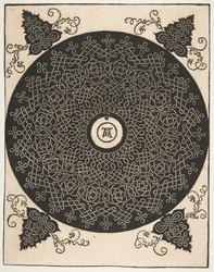 Neljäs solmu. Lomitettu pyöreä pyöreä medaljonki keskellä, vuoden 1528 jälkeen.