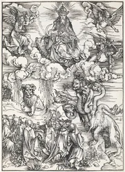 Seitsemänpäinen peto ja peto karitsansarvilla, Pyhän Johanneksen apokalypsista, 1496-1498