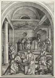 Kristus kiistelee lääkäreiden kanssa, n. 1503-1504 (puupiirros)