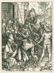 Kristus kantaa ristiä, noin 1498-99 (puupiirros).