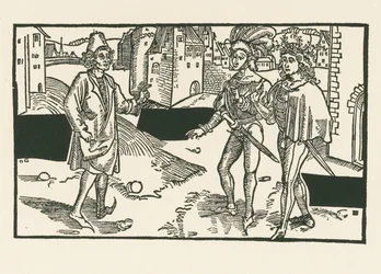 Davus, Pamphilus ja Charinus, noin 1492-93 (puupiirros).