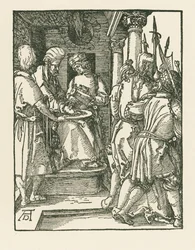 Pilatus pesee käsiään, noin 1509 (puupiirros).