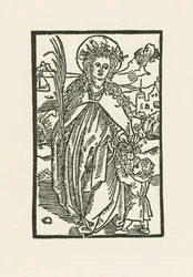 Pyhä Dorothea. Kuvitus Hortulus Animeen. Painanut Michael Furter, Basel