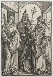 Pyhät Stephen, Sixtus ja Lawrence, n. 1504-05 (puupiirros)