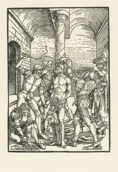 Ruoskanleikkaus, noin 1500 (puupiirros)