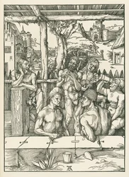 Miesten kylpylä, noin 1496-97 (puupiirros).