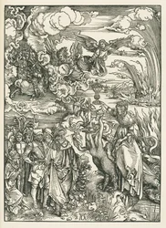 Babylonin huora. Johanneksen ilmestys, noin 1496-97 (puupiirros).