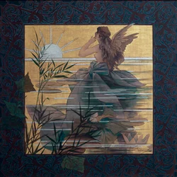 Sävellys siivekäs nymfi auringonnousun aikaan - maalaus Alexandre de Riquer i Ynglada (1856-1920)