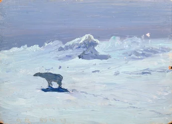 Jääkarhu metsästää kuutamossa yössä, 1899