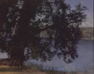 Puu varjossa veden yllä Castel Gandolfon lähellä, ennen vuotta 1846