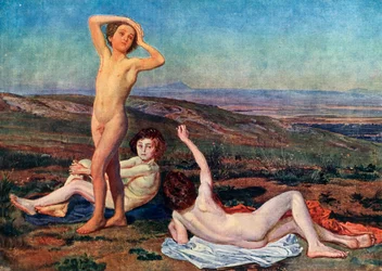 Pojat paistattelemassa auringossa, 1800-luvun puoliväli, 1939.