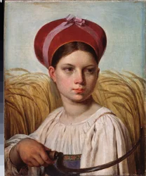 Viikatemies - Aleksei Gavrilovich Venetsianovin (1780-1847) maalaus, öljy kankaalle, 1800-luvun venäläinen taide, romantiikka - Venäjän valtionmuseo, Pietari