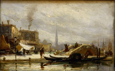 Venetsia lähellä rautatieasemaa. Noon par Bogolyubov (Bogoliubov), Aleksei Petrovitš (1824-1896)