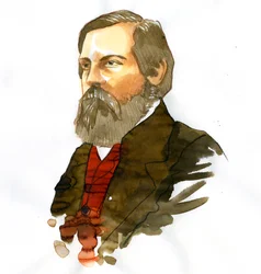 Muotokuva Friedrich Engelsistä (1820-1895), saksalainen sosialisti teoreetikko ja poliitikko