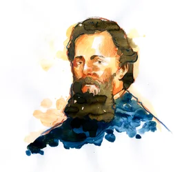 Herman Melvillen (1819-1891) esseistikirjailijan ja amerikkalaisen runoilijan muotokuva (Amerikkalaisen kirjailijan Herman Melvillen muotokuva)