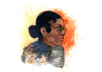 Rosa Parksin (1913-2005) muotokuva rotuerottelun vastaisessa taistelussa Yhdysvalloissa (afroamerikkalainen kansalaisoikeusaktivisti Rosa Parks)