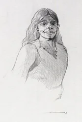Muotokuva merirosvosta (yksityismies) tai merimiehen rintakuva. Piirustus Alessandro Lonati.