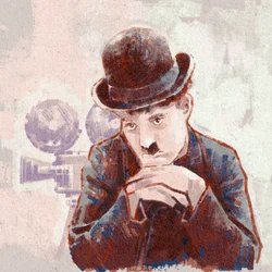 Näyttelijä ja ohjaaja Charlie Chaplinin muotokuva (kuva)