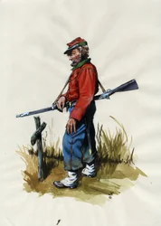 Toinen valtakunta (1852-1870): Italian yhdistyminen (Risorgimento), Garibaldin armeijan vapaaehtoinen, joka tunnetaan "punapaitaisena" taistelijana Giuseppe Garibaldin (1807-1882) asian puolesta Italiassa